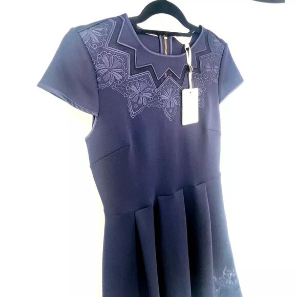 Ted Baker Dress US 6 Cheskka Lace and Mesh Skater Dress NWT $315 - Picture 6 of 15